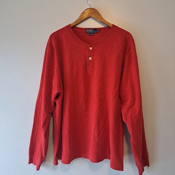 Polo Ralph Lauren Red Solid Plain Pullover Long Sleeve Sweatshirt Adult Size XL‎ - Picture 1 of 10